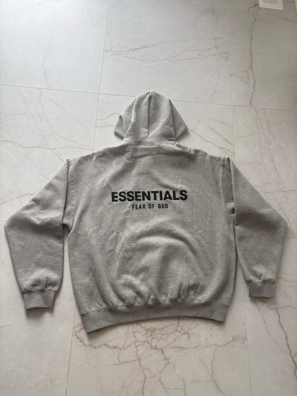 Fear of God Essentials Gray Pullover Hoodie with Back Logo